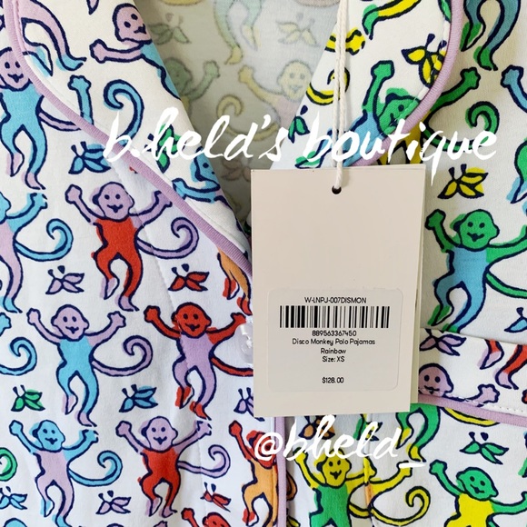 Roller Rabbit Disco Monkey Polo Pajamas in Rainbow Size X-Small XS New NWT - Picture 5 of 16